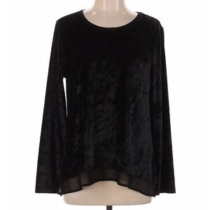 Elegant Black Velvet Long Sleeve Women's Top
